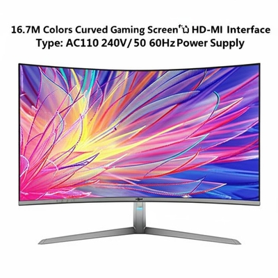 16.7M Colors Curved Gaming Screen with HD-MI Interface Type and AC110 240V/50 60Hz Power Supply